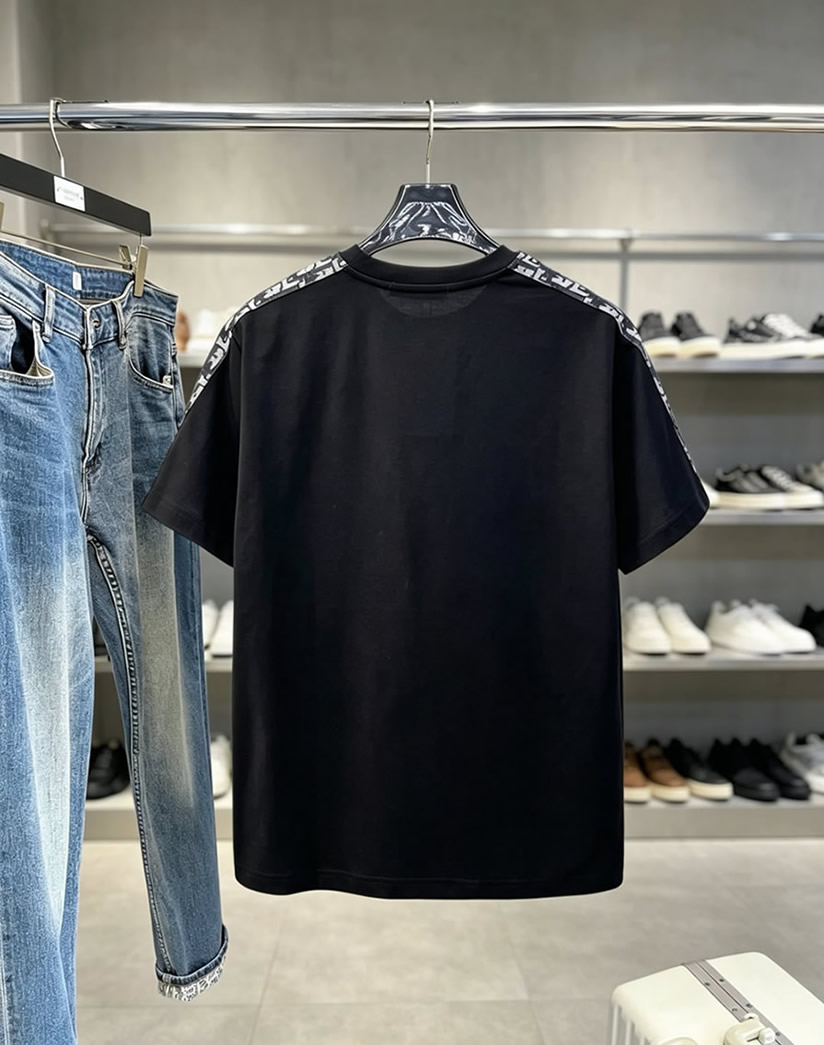 ディオール オブリーク テープ&BEE刺繍 半袖 Tシャツ ブラック FS581 - 画像 (2)