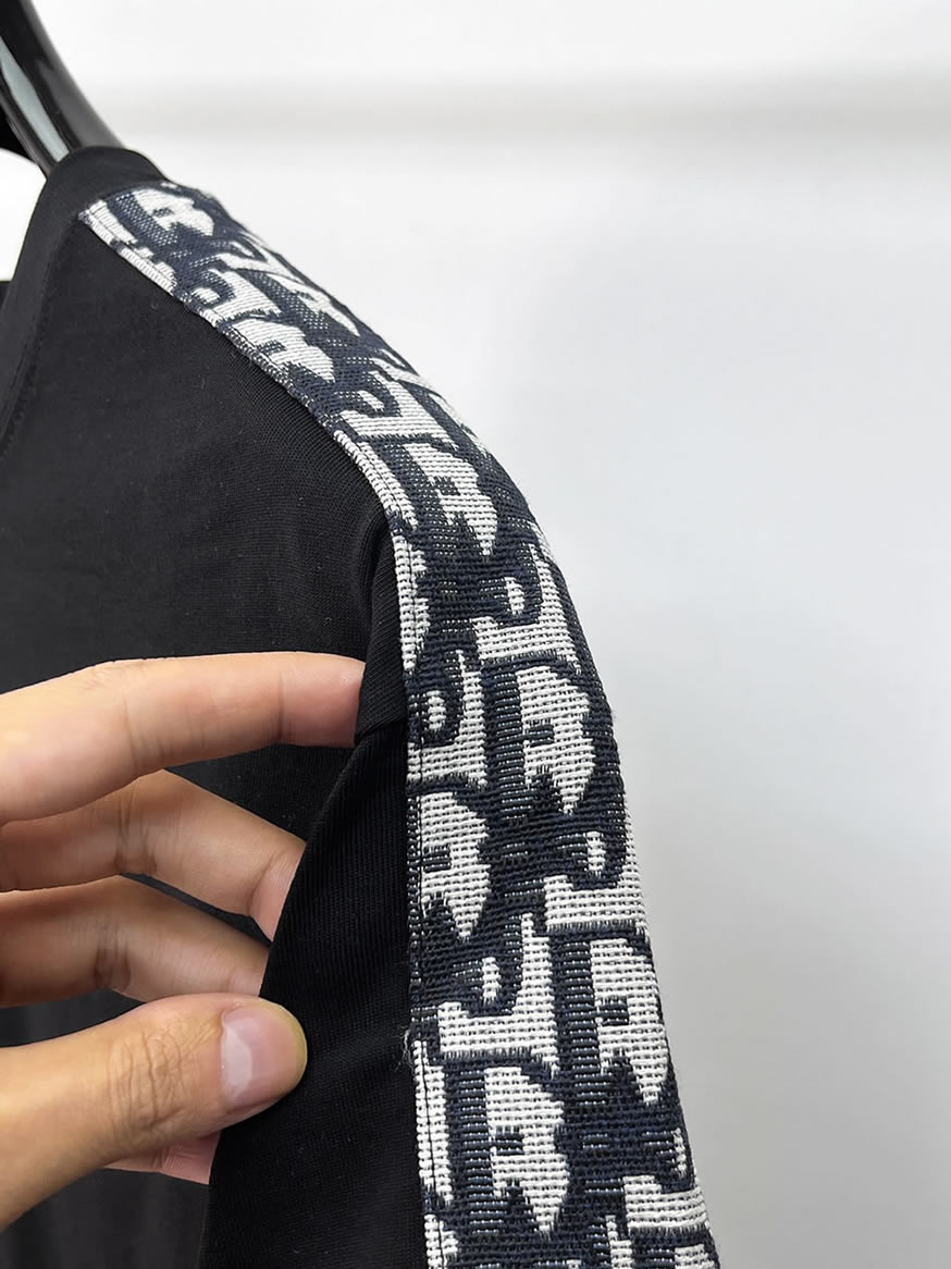 ディオール オブリーク テープ&BEE刺繍 半袖 Tシャツ ブラック FS581 - 画像 (4)