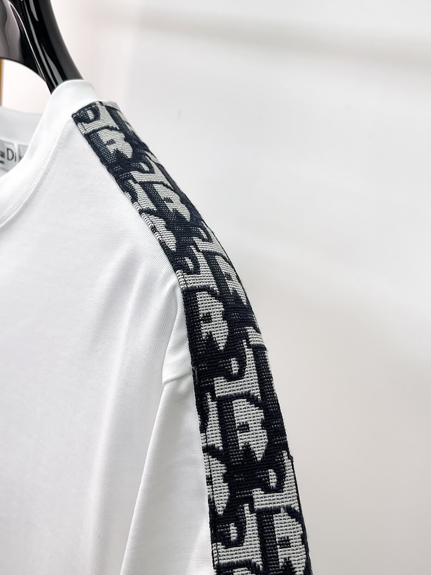 ディオール オブリーク テープ&BEE刺繍 半袖 Tシャツ ホワイト FS582 - 画像 (4)