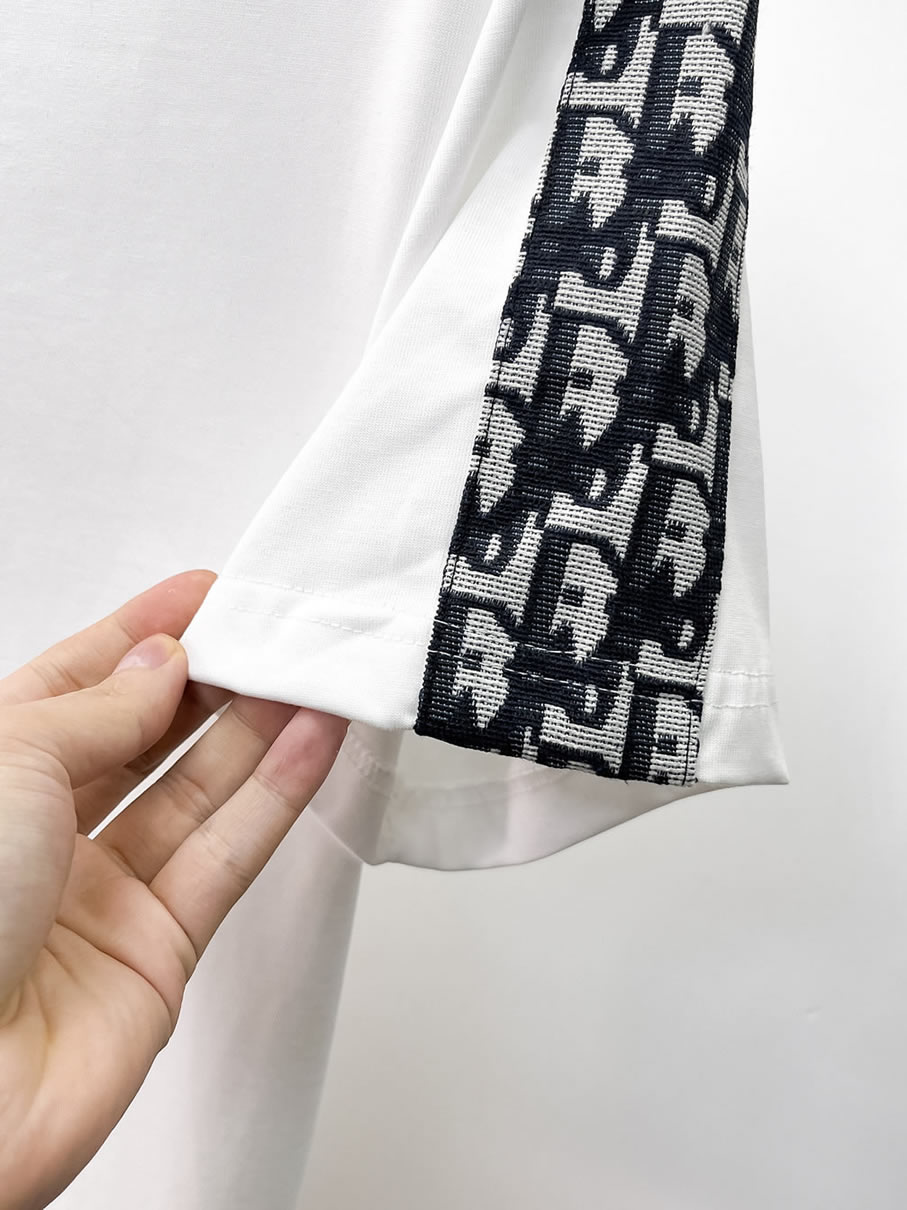 ディオール オブリーク テープ&BEE刺繍 半袖 Tシャツ ホワイト FS582 - 画像 (7)