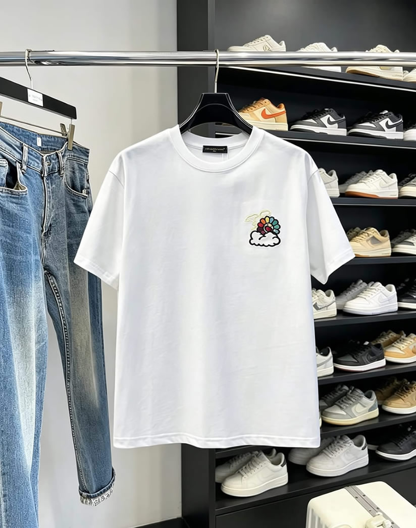 ルイ・ヴィトン カイカイキキ&クラウド 半袖 Tシャツ ホワイト FS583