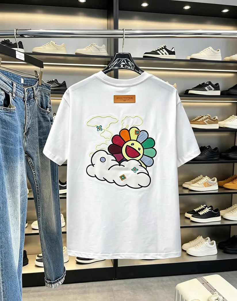 ルイ・ヴィトン カイカイキキ&クラウド 半袖 Tシャツ ホワイト FS583 - 画像 (2)