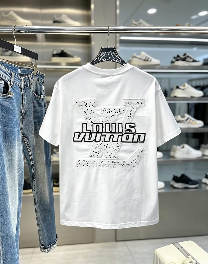ルイ・ヴィトン LVイニシャル スポット柄 半袖 Tシャツ ホワイト FS585 - 画像 (2)