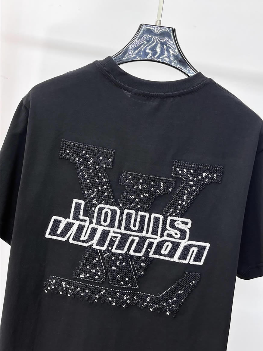 ルイ・ヴィトン LVイニシャル スポット柄 半袖 Tシャツ ブラック FS586 - 画像 (4)