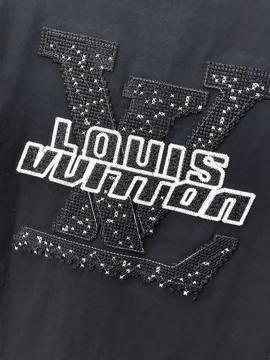 ルイ・ヴィトン LVイニシャル スポット柄 半袖 Tシャツ ブラック FS586 - 画像 (5)
