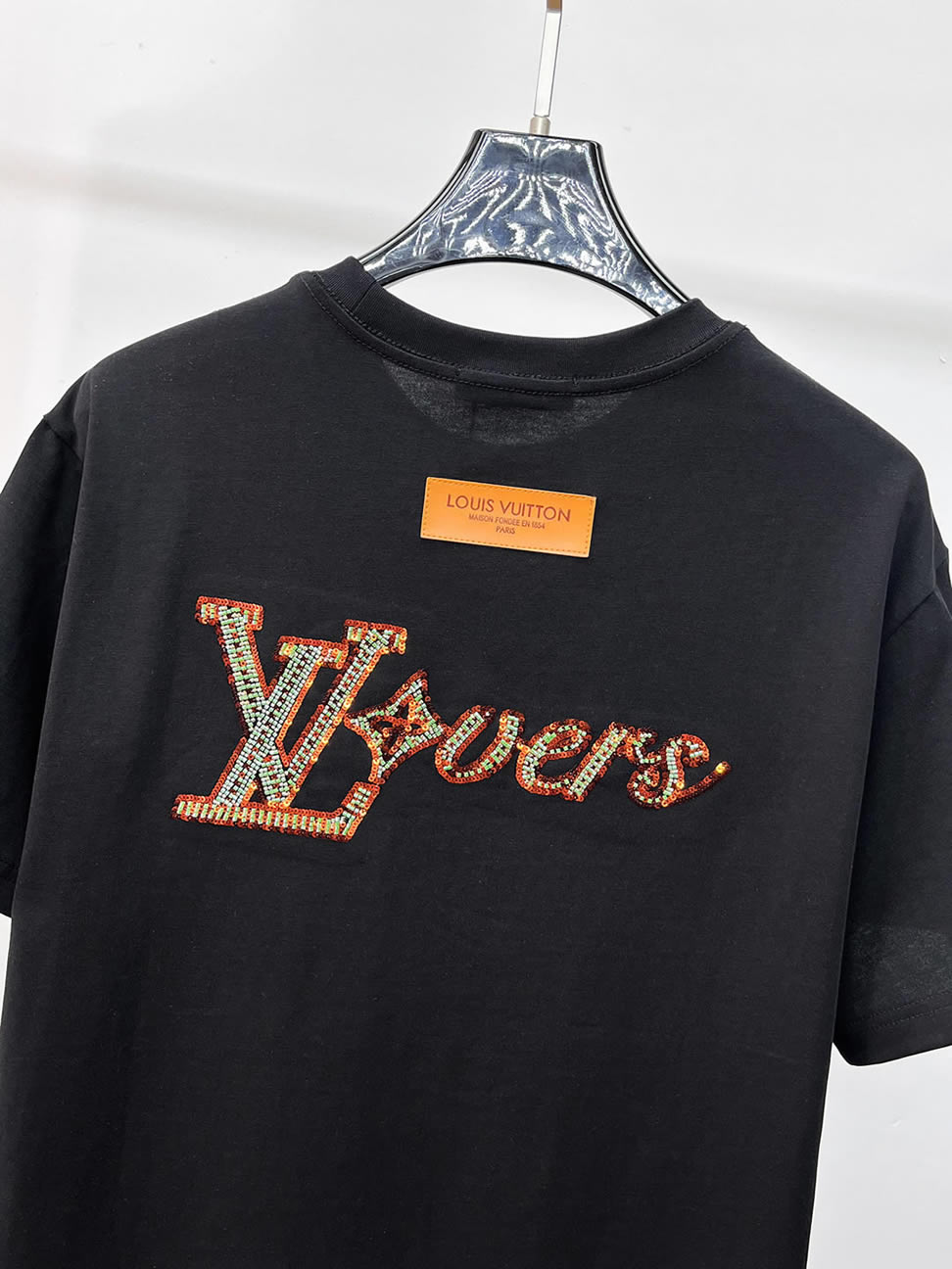 ルイ・ヴィトン LVイニシャル ラインストーン 半袖 Tシャツ ブラック FS589 - 画像 (4)