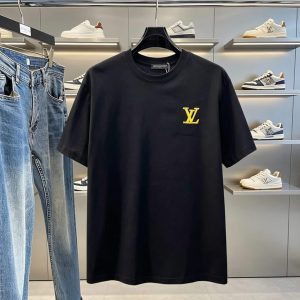 ルイ・ヴィトン LVイニシャル 立体刺繍 半袖 Tシャツ ブラック FS590
