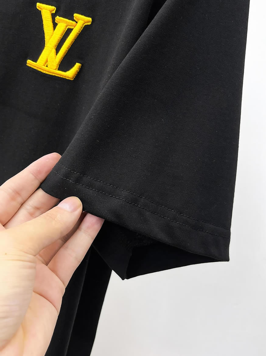 ルイ・ヴィトン LVイニシャル 立体刺繍 半袖 Tシャツ ブラック FS590 - 画像 (11)