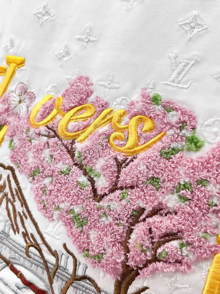 ルイ・ヴィトン LVイニシャル 立体刺繍 半袖 Tシャツ ホワイト FS591 - 画像 (5)