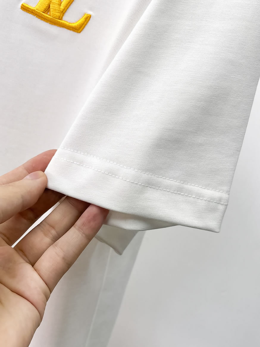 ルイ・ヴィトン LVイニシャル 立体刺繍 半袖 Tシャツ ホワイト FS591 - 画像 (8)