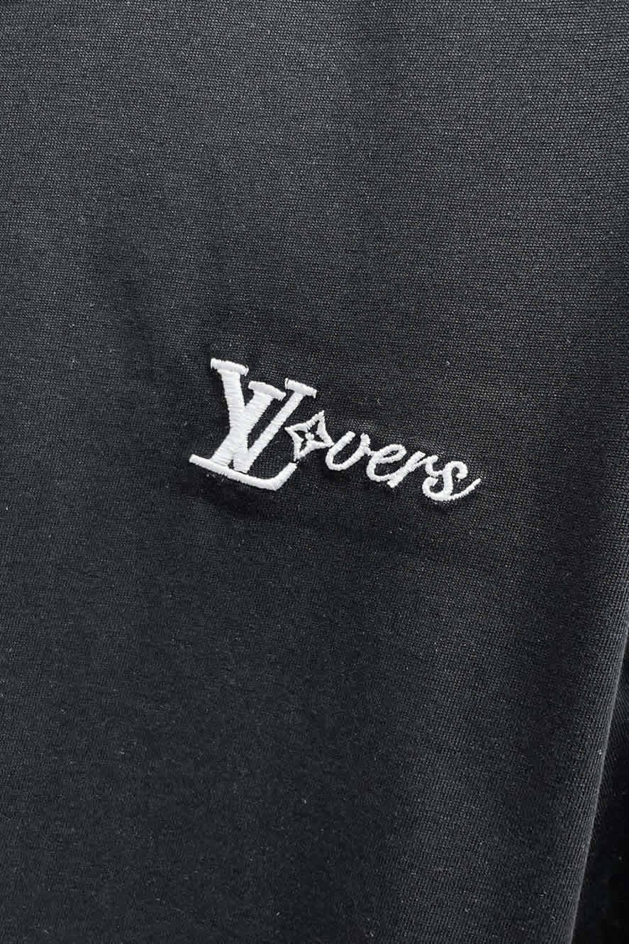 ルイ・ヴィトン LV Lovers 刺繍 半袖 Tシャツ ブラック FS592 - 画像 (8)