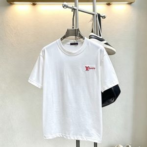 ルイ・ヴィトン LV Lovers 刺繍 半袖 Tシャツ ホワイト FS593