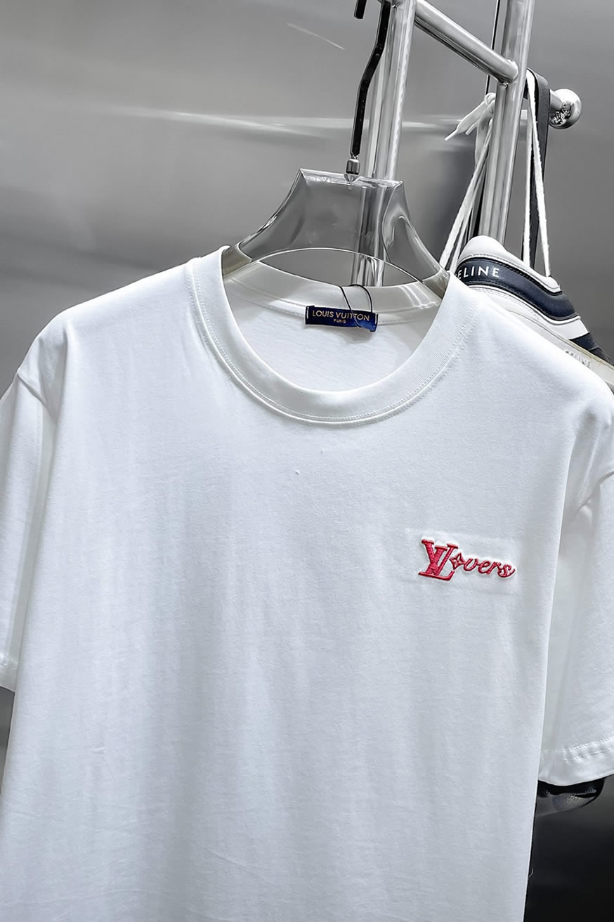 ルイ・ヴィトン LV Lovers 刺繍 半袖 Tシャツ ホワイト FS593 - 画像 (5)