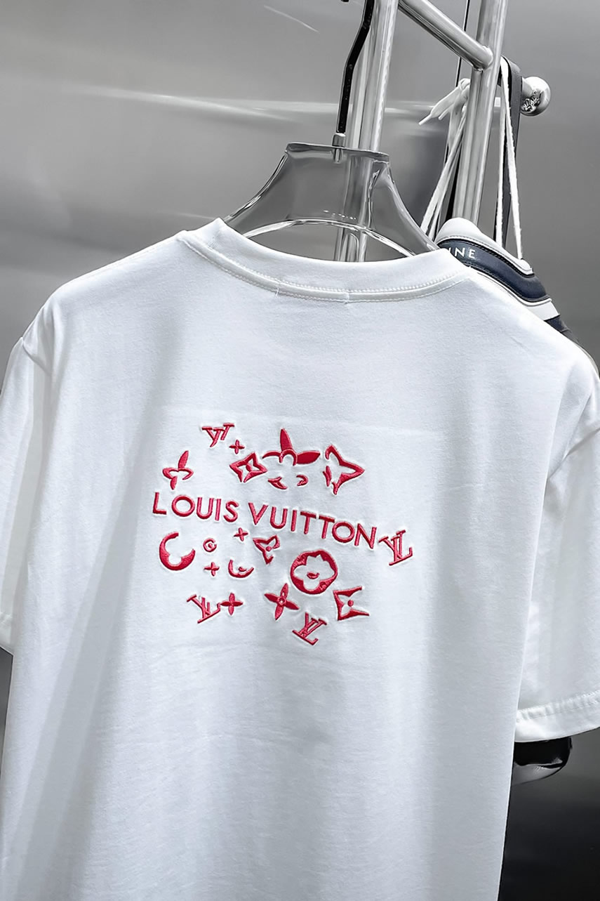 ルイ・ヴィトン LV Lovers 刺繍 半袖 Tシャツ ホワイト FS593 - 画像 (6)