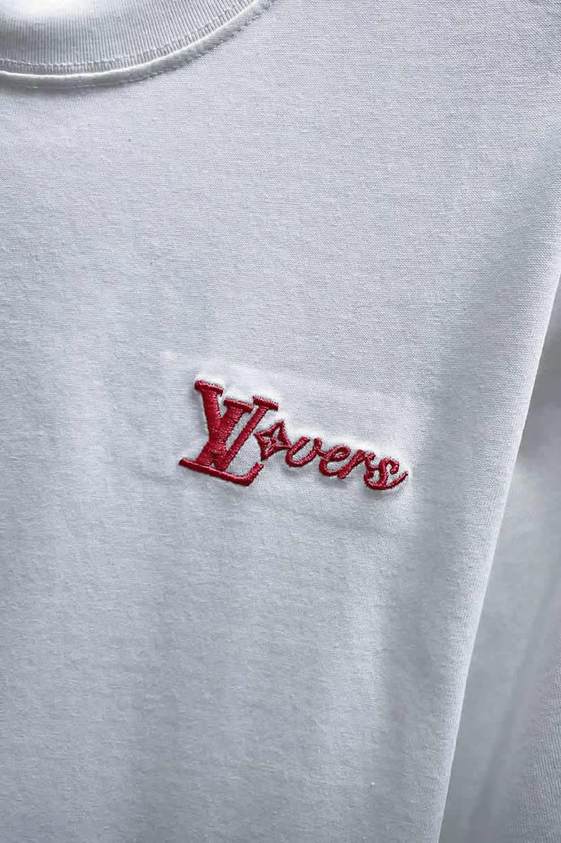 ルイ・ヴィトン LV Lovers 刺繍 半袖 Tシャツ ホワイト FS593 - 画像 (8)
