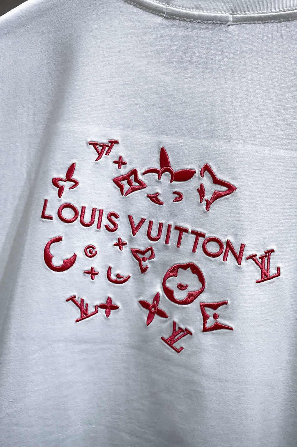 ルイ・ヴィトン LV Lovers 刺繍 半袖 Tシャツ ホワイト FS593 - 画像 (9)