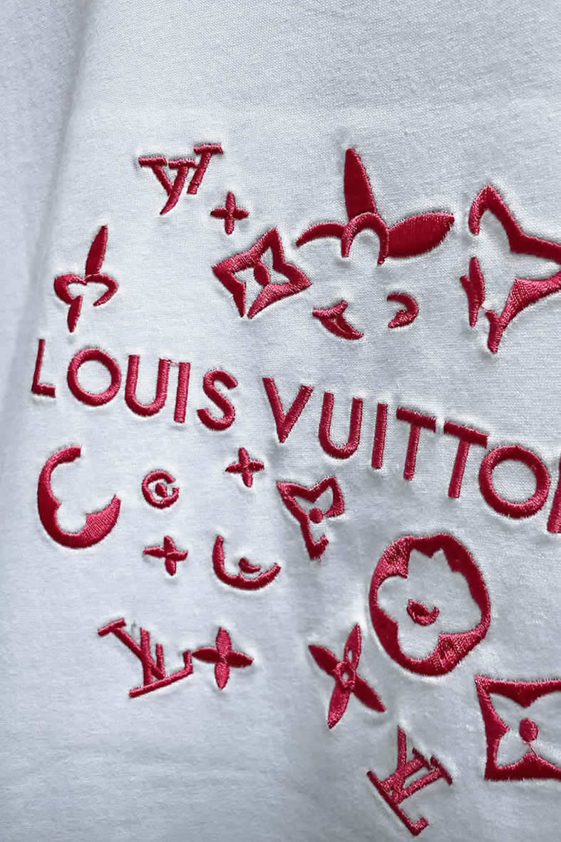 ルイ・ヴィトン LV Lovers 刺繍 半袖 Tシャツ ホワイト FS593 - 画像 (10)