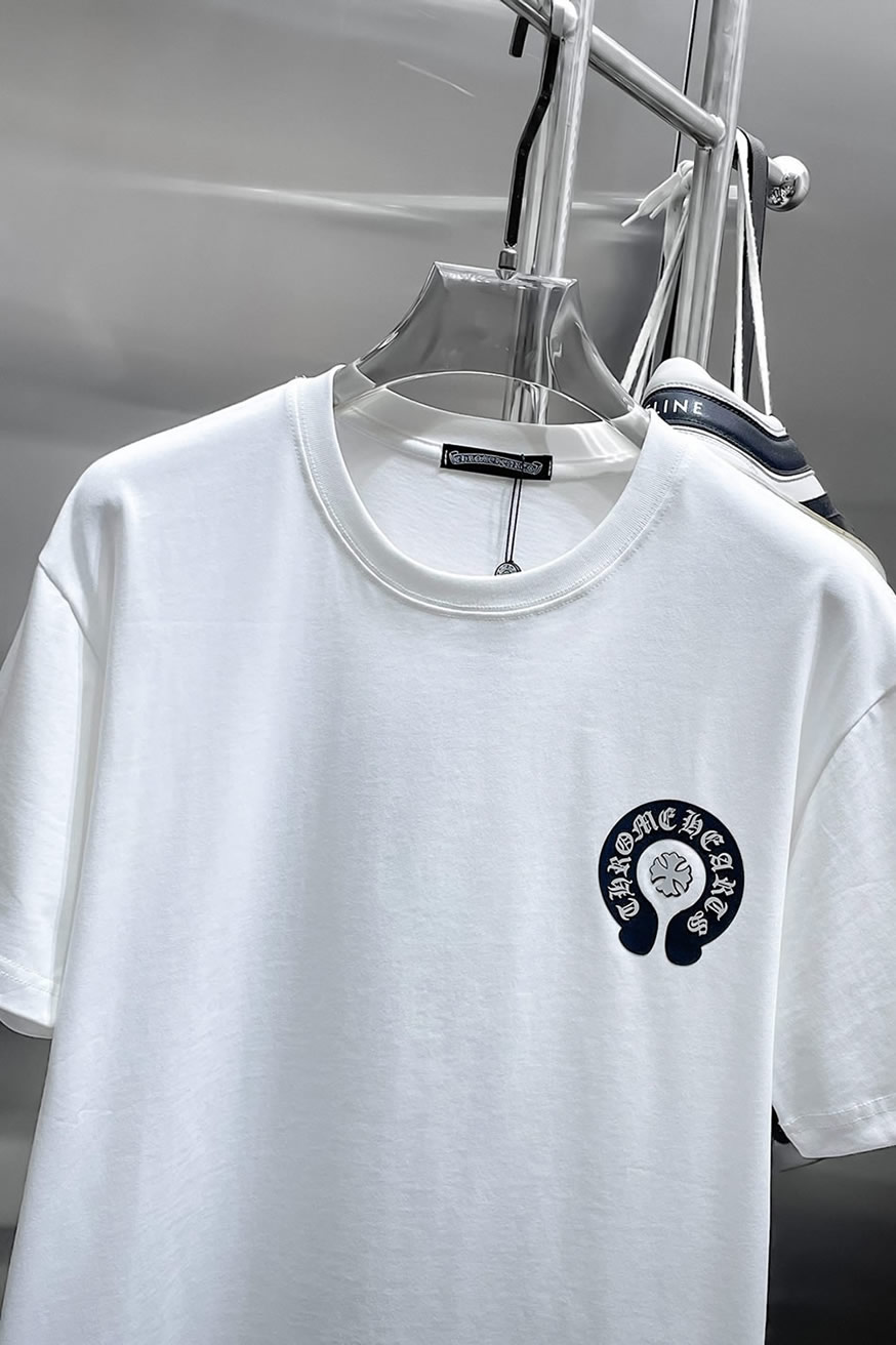 クロムハーツ ホースシュー&CHプラス 刺繍 半袖 Tシャツ ホワイト FS594 - 画像 (3)