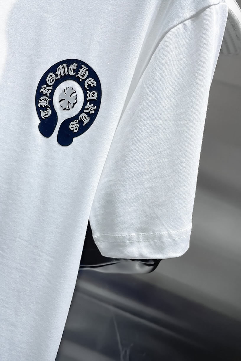 クロムハーツ ホースシュー&CHプラス 刺繍 半袖 Tシャツ ホワイト FS594 - 画像 (5)