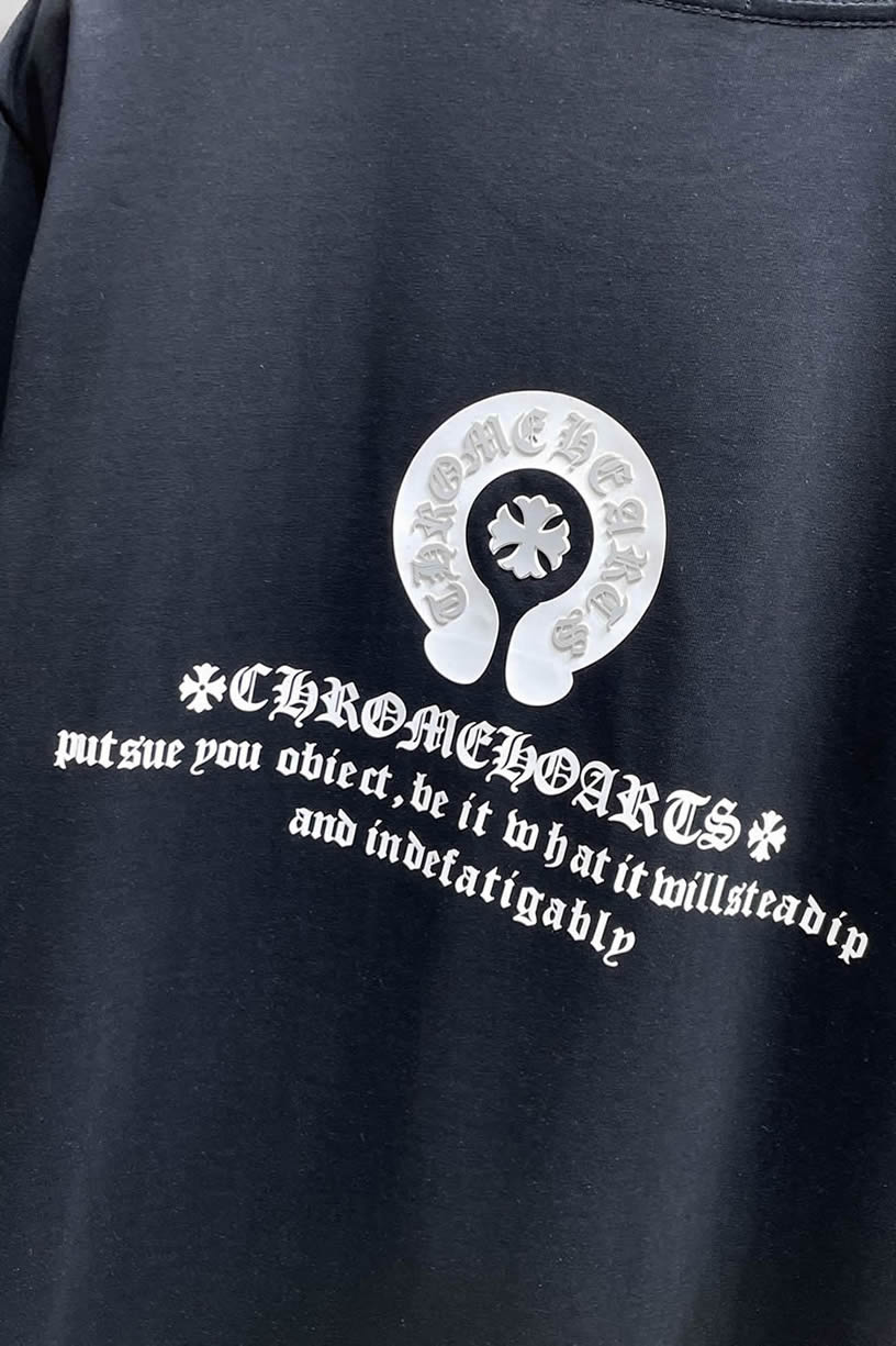 クロムハーツ ホースシュー&CHプラス 刺繍 半袖 Tシャツ ブラック FS595 - 画像 (5)