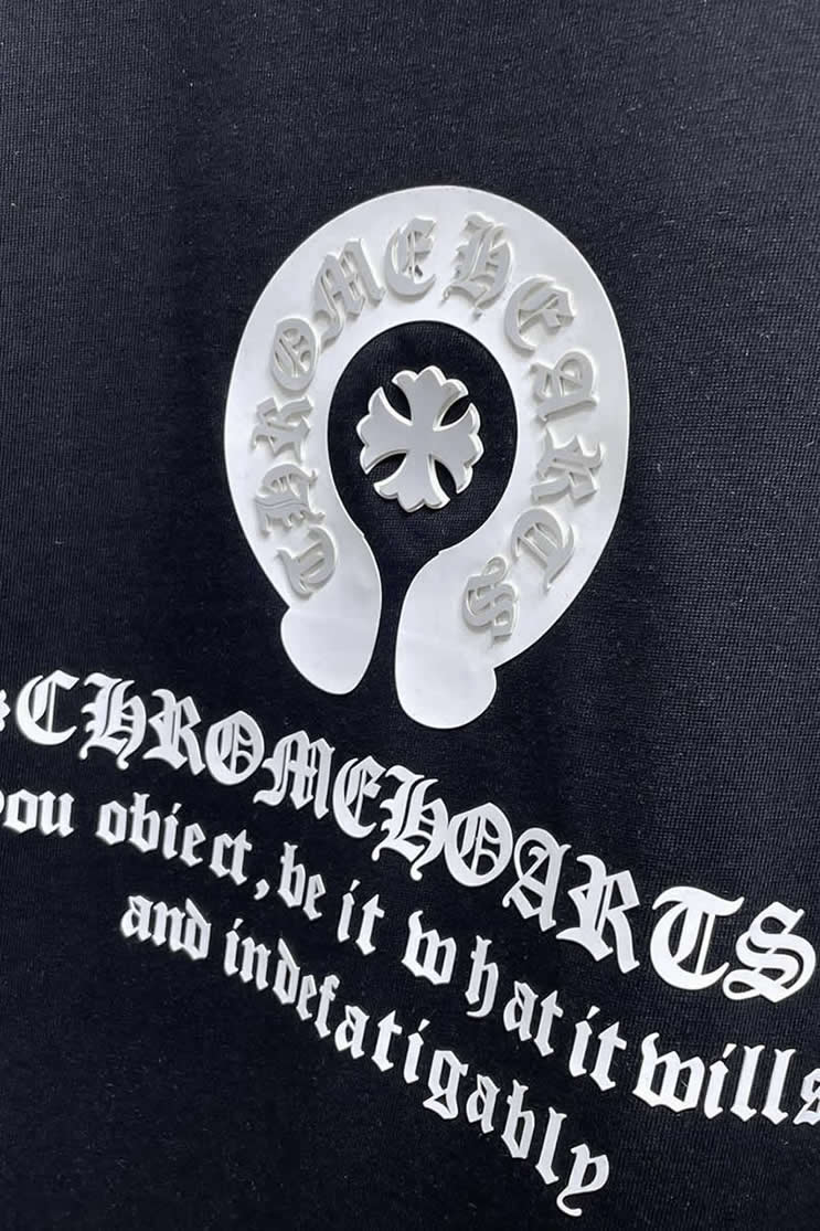 クロムハーツ ホースシュー&CHプラス 刺繍 半袖 Tシャツ ブラック FS595 - 画像 (7)