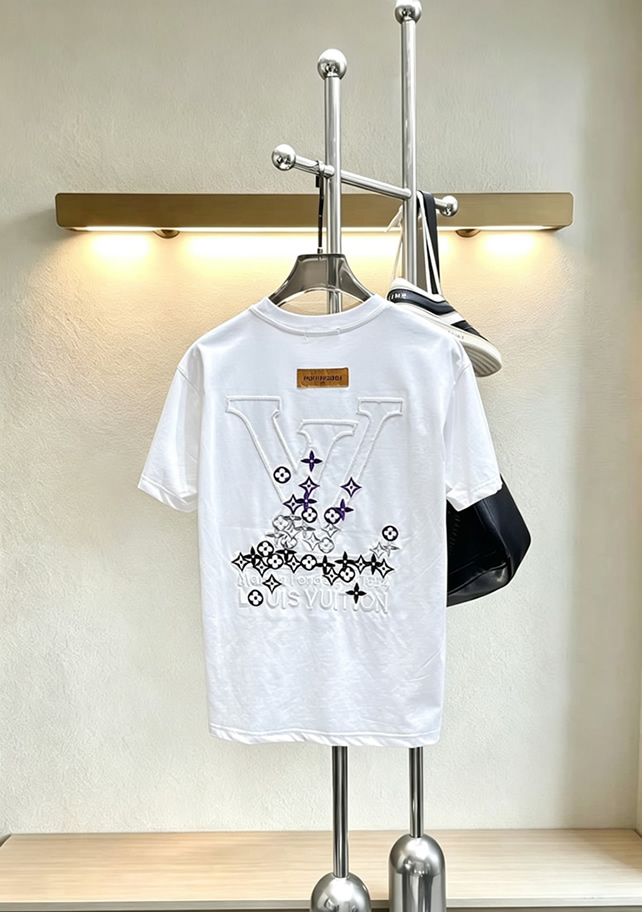ルイ・ヴィトン LVイニシャル モノグラム グラフィティ 刺繍 半袖 Tシャツ ホワイト FS596 - 画像 (2)