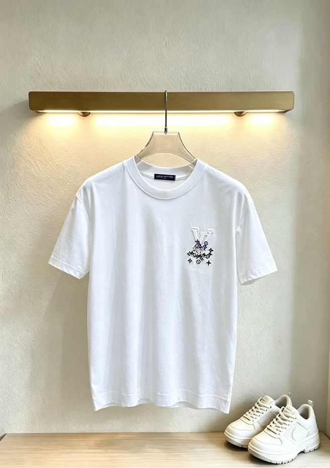 ルイ・ヴィトン LVイニシャル モノグラム グラフィティ 刺繍 半袖 Tシャツ ホワイト FS596 - 画像 (3)