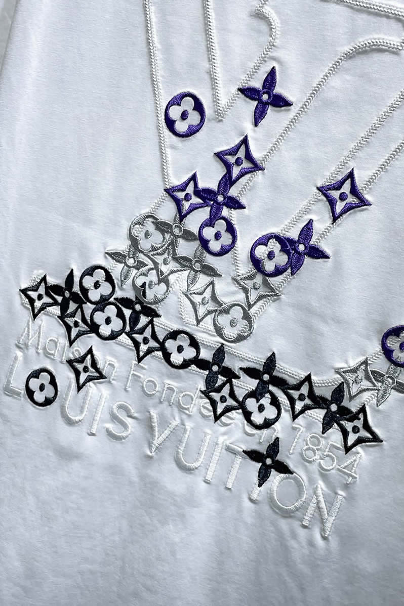 ルイ・ヴィトン LVイニシャル モノグラム グラフィティ 刺繍 半袖 Tシャツ ホワイト FS596 - 画像 (10)
