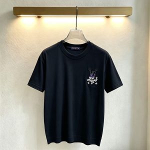 ルイ・ヴィトン LVイニシャル モノグラム グラフィティ 刺繍 半袖 Tシャツ ブラック FS597