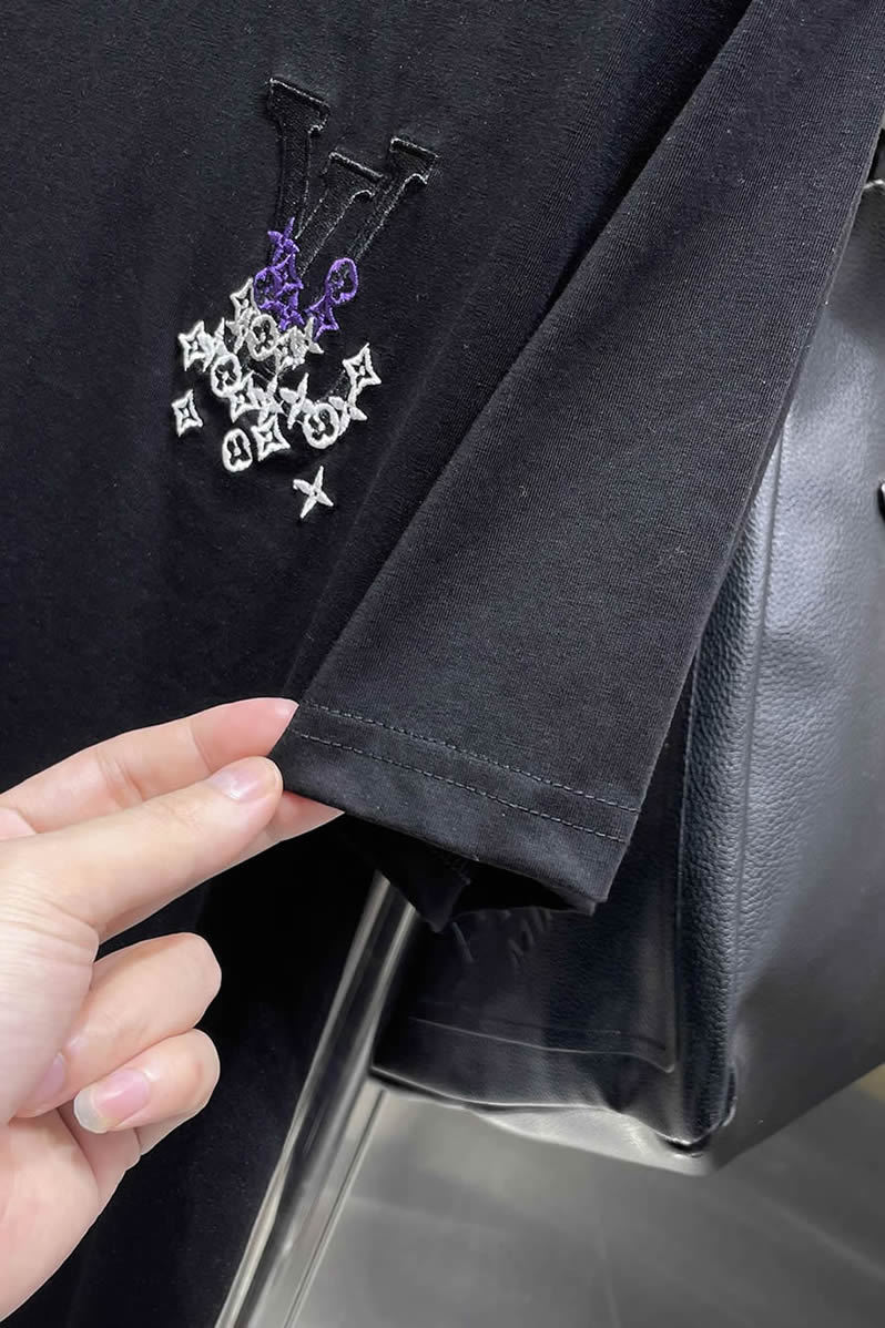ルイ・ヴィトン LVイニシャル モノグラム グラフィティ 刺繍 半袖 Tシャツ ブラック FS597 - 画像 (6)