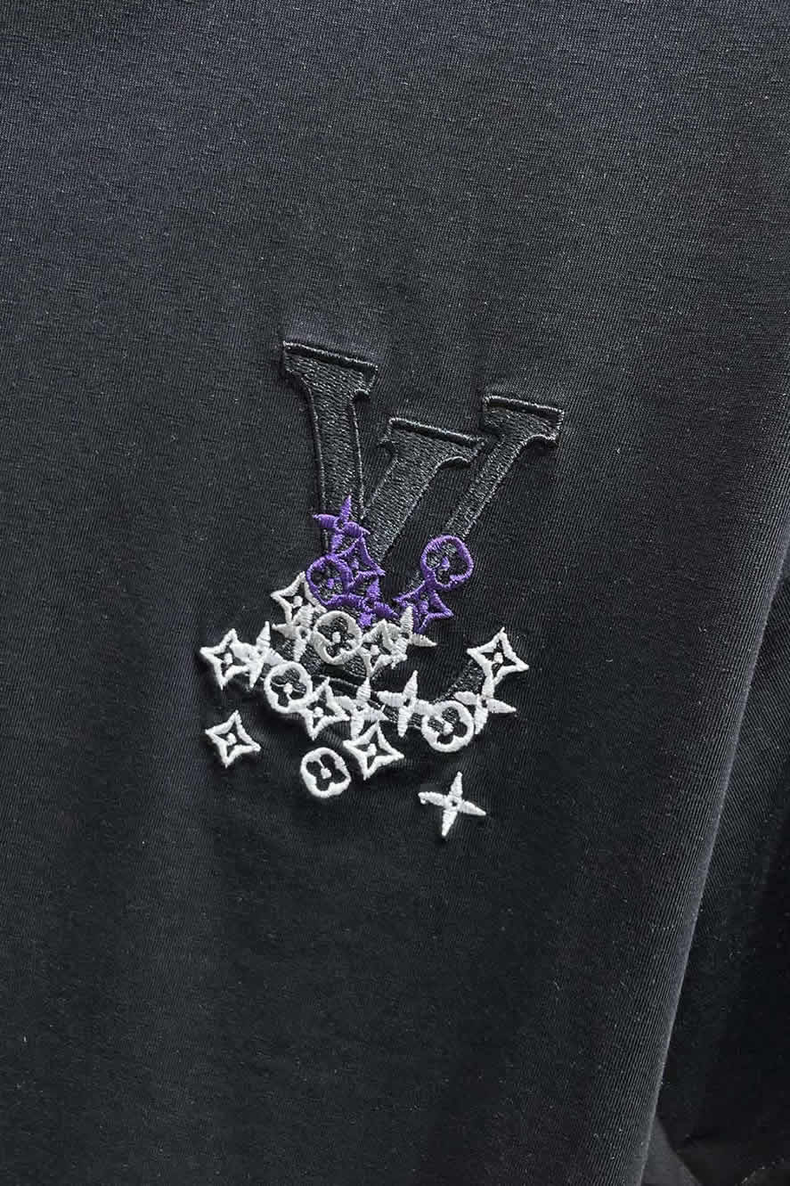 ルイ・ヴィトン LVイニシャル モノグラム グラフィティ 刺繍 半袖 Tシャツ ブラック FS597 - 画像 (7)