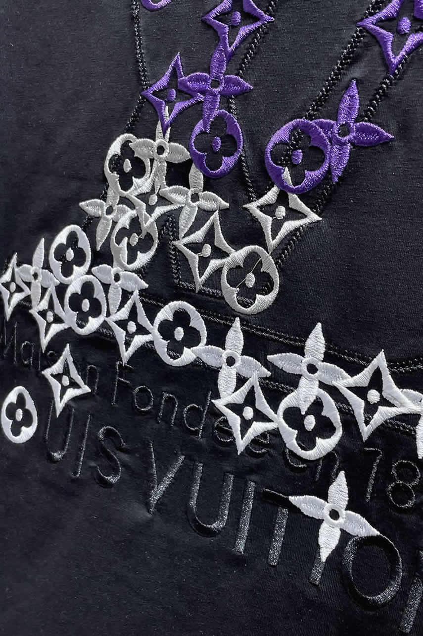 ルイ・ヴィトン LVイニシャル モノグラム グラフィティ 刺繍 半袖 Tシャツ ブラック FS597 - 画像 (8)