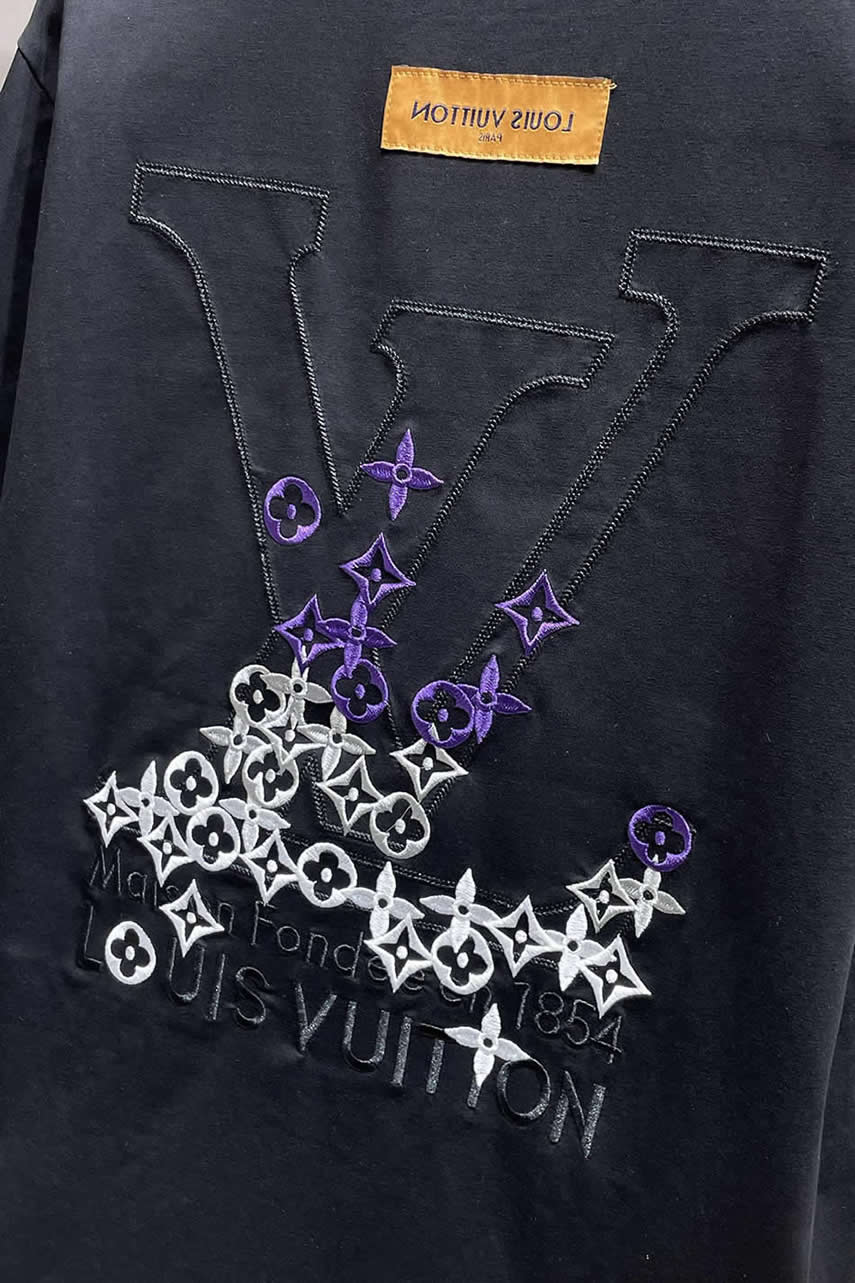 ルイ・ヴィトン LVイニシャル モノグラム グラフィティ 刺繍 半袖 Tシャツ ブラック FS597 - 画像 (9)