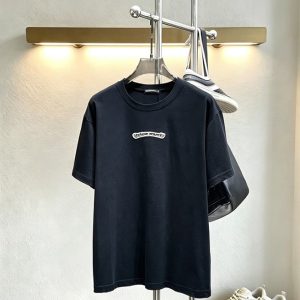 クロムハーツ スクロールラベル 刺繍 半袖 Tシャツ ブラック FS600