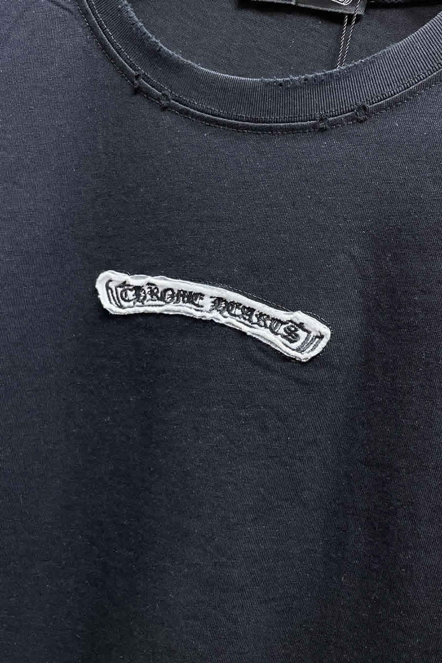 クロムハーツ スクロールラベル 刺繍 半袖 Tシャツ ブラック FS600 - 画像 (5)