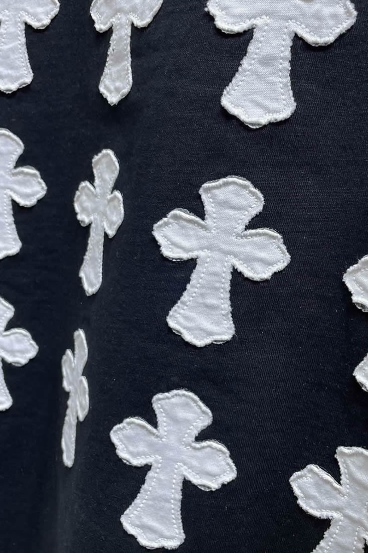 クロムハーツ スクロールラベル 刺繍 半袖 Tシャツ ブラック FS600 - 画像 (6)