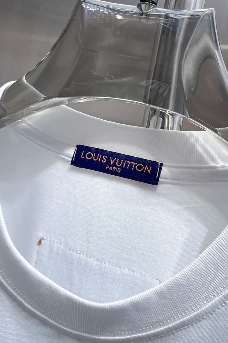 ルイ・ヴィトン LV Lovers ダミエ パターン 刺繍 半袖 Tシャツ ホワイト FS602 - 画像 (10)