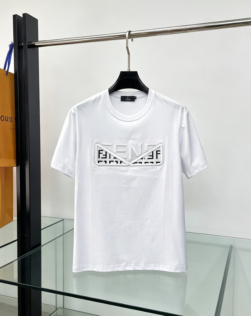 フェンディ モンスターアイ FFパターン 刺繍 半袖 Tシャツ ホワイト FS606