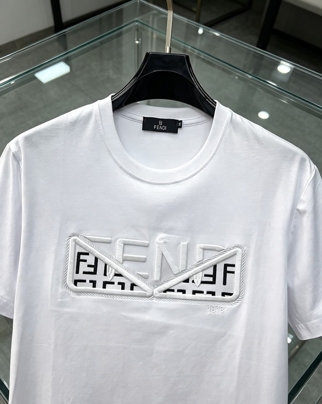 フェンディ モンスターアイ FFパターン 刺繍 半袖 Tシャツ ホワイト FS606 - 画像 (3)