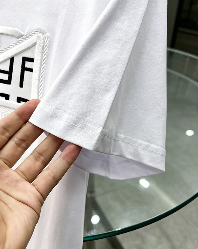 フェンディ モンスターアイ FFパターン 刺繍 半袖 Tシャツ ホワイト FS606 - 画像 (4)