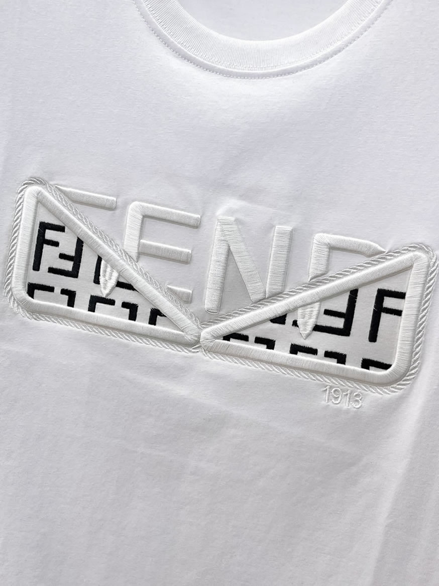 フェンディ モンスターアイ FFパターン 刺繍 半袖 Tシャツ ホワイト FS606 - 画像 (5)