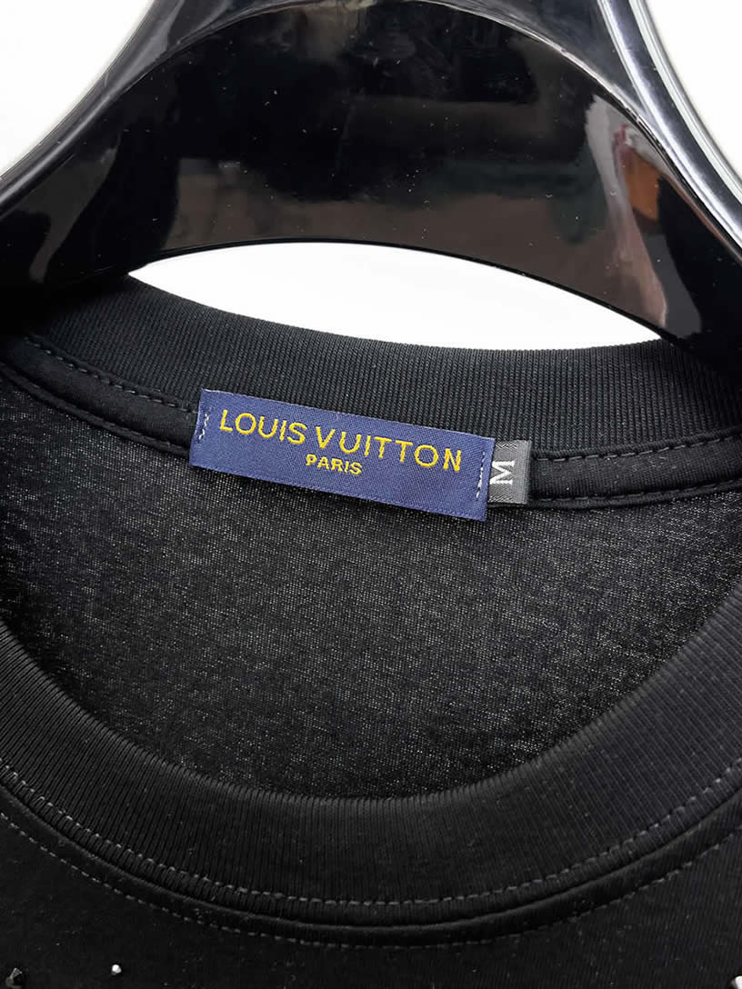 ルイ・ヴィトン LVイニシャル ラインストーンドロップ 半袖 Tシャツ ブラック FS610 - 画像 (9)
