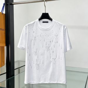 ルイ・ヴィトン LVイニシャル ラインストーンドロップ 半袖 Tシャツ ホワイト FS611