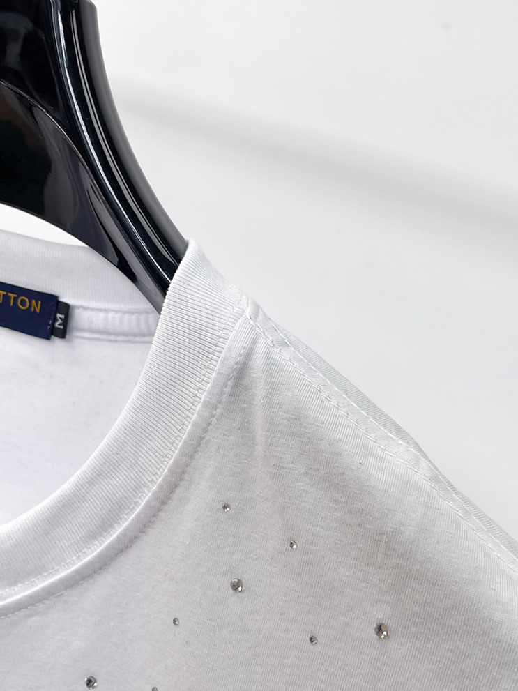 ルイ・ヴィトン LVイニシャル ラインストーンドロップ 半袖 Tシャツ ホワイト FS611 - 画像 (7)