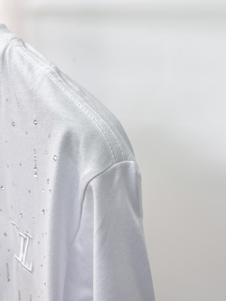 ルイ・ヴィトン LVイニシャル ラインストーンドロップ 半袖 Tシャツ ホワイト FS611 - 画像 (10)
