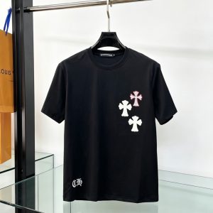 クロムハーツ トリプル クロスパッチ サイド刺繍 半袖 Tシャツ ブラック FS612