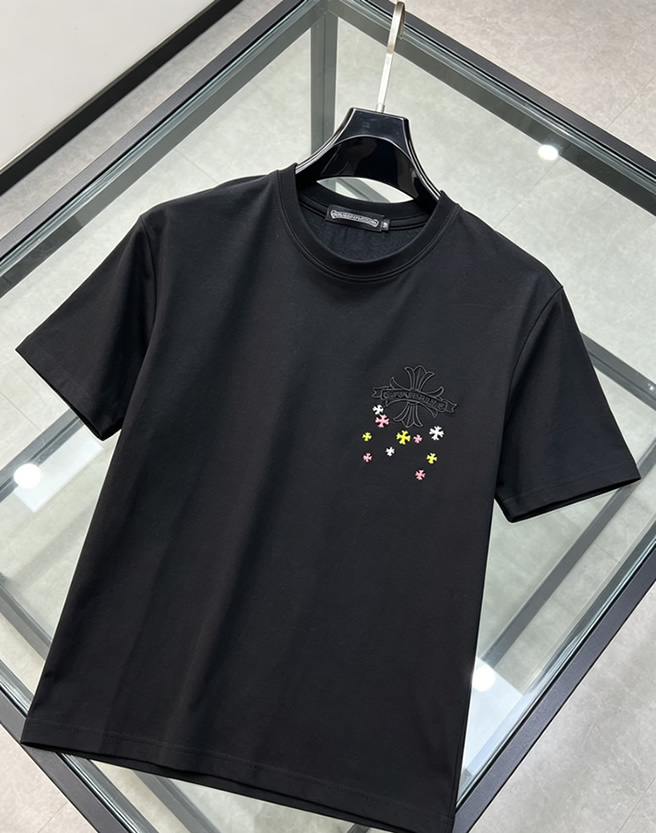 クロムハーツ フローラルクロス マルチカラー ミニプラス 刺繍 半袖 Tシャツ ブラック FS615 - 画像 (3)