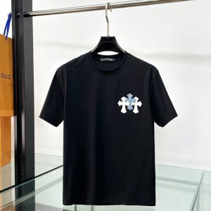 クロムハーツ トリプル クロスパッチ 刺繍 半袖 Tシャツ ブラック FS620