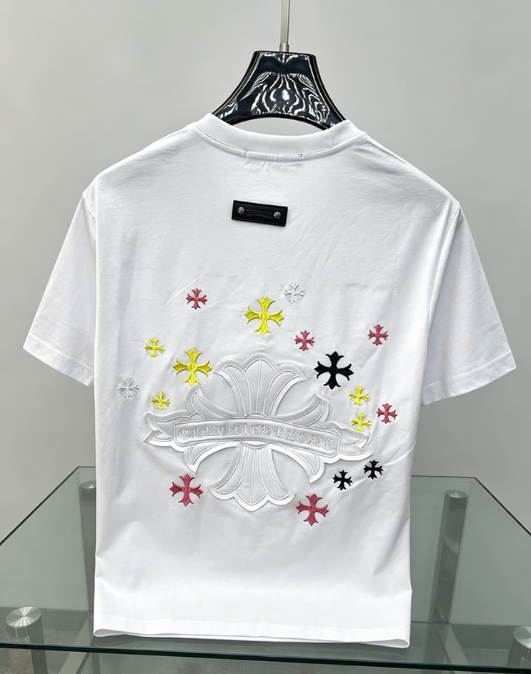 クロムハーツ フローラルクロス マルチカラー ミニプラス 刺繍 半袖 Tシャツ ホワイト FS621 - 画像 (3)