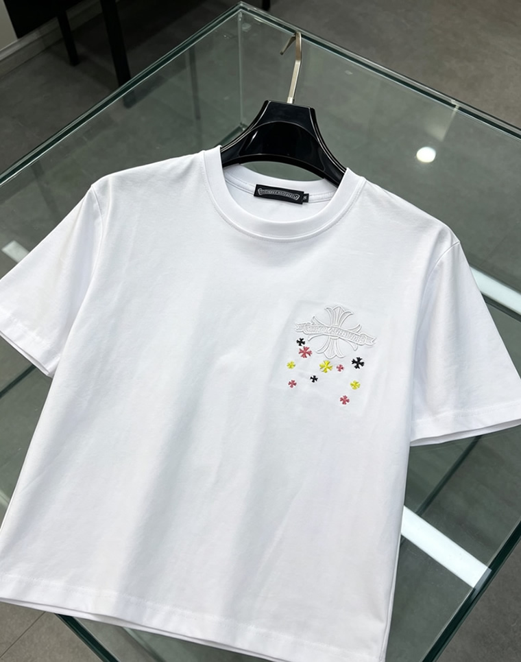 クロムハーツ フローラルクロス マルチカラー ミニプラス 刺繍 半袖 Tシャツ ホワイト FS621 - 画像 (4)